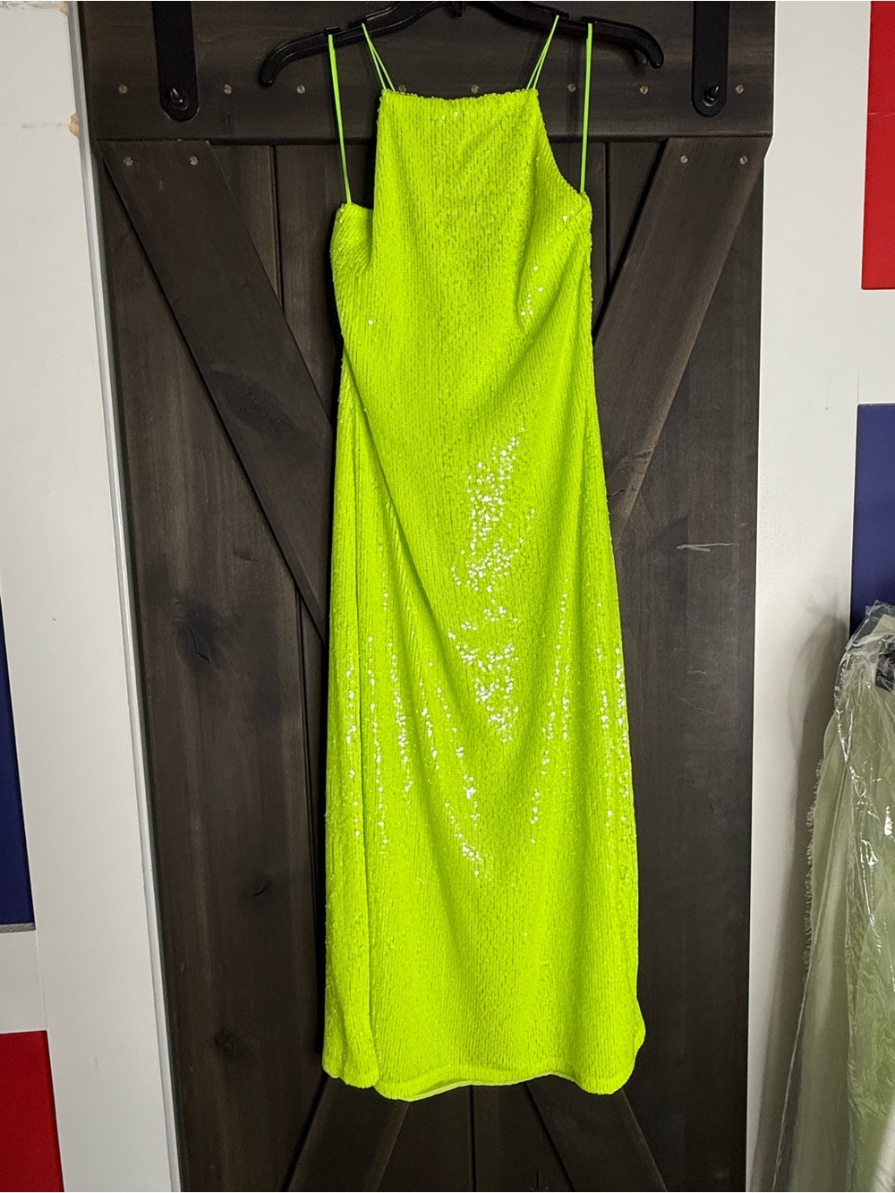 Zara Neon green Sequin Dress
